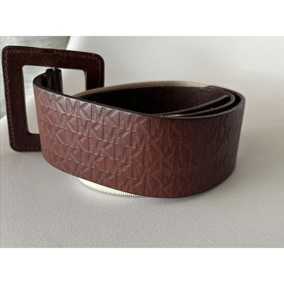 MICHAEL KORS Womens Belt M/L Brown Embossed Leather Elastic Gold Accent main image 10